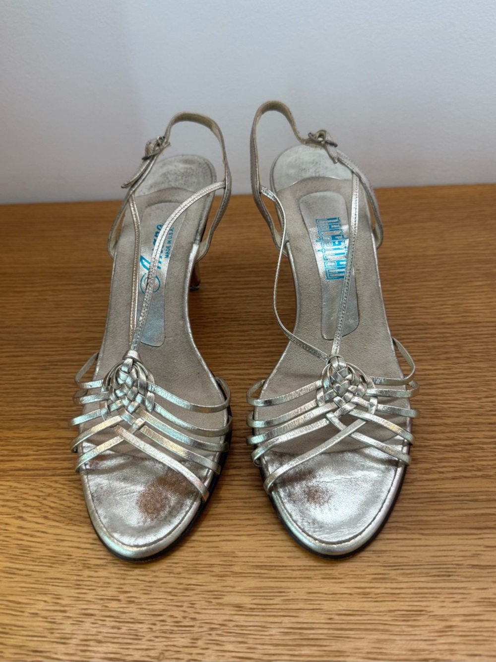 Love story Silver Strappy  Slingback Heels - Metallic Evening Sandals